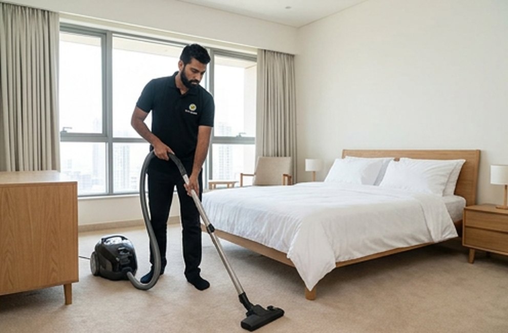Bedroom vacuuming and deep cleaning