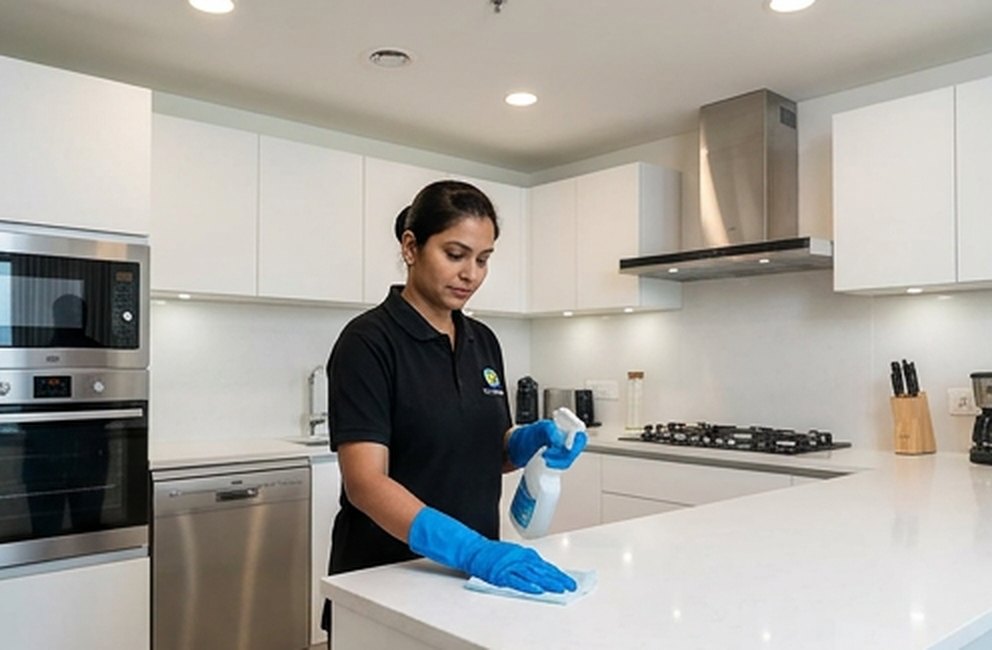 Kitchen counter and cabinet cleaning